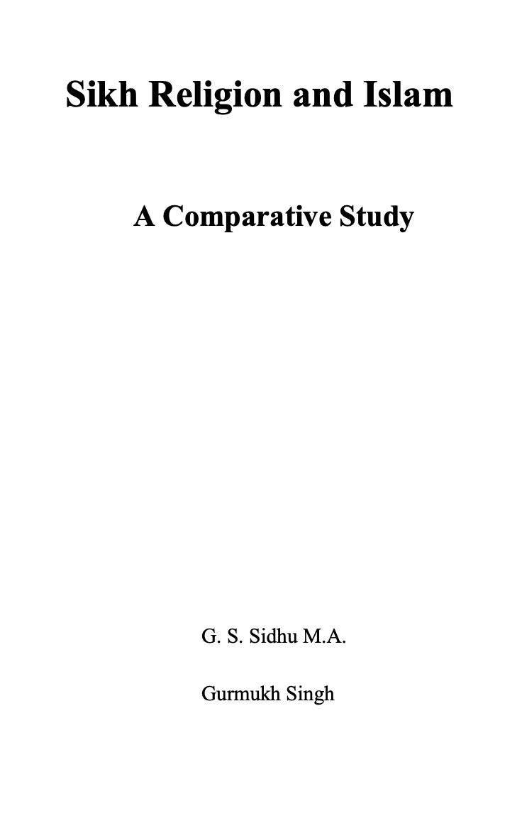 Sikh Religion & Islam: A Comparative Study